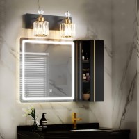 Presde Modern Crystal Black 2 Lights Bathroom Vanity Lights Fixtures Over Mirror For Bathroom Wall Sconce