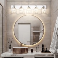 Presde Modern Crystal Vanity Light For Bathroom Chrome 5 Light Bathroom Wall Light Fixtures Over Mirror