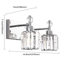 Presde Modern Crystal Chrome 2 Light Bathroom Vanity Light For Bathroom Lighting Fixtures Over Mirror Wall Sconce