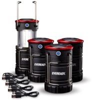 Eveready Led Camping Lanterns 4Pack Hybrid Power Rechargeable Collapsible Lantern Flashlights Ultra Bright Tent Lights For