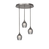 Empire 3 Light Cluster Pendalier In Brushed Nickel Finish With 7.5