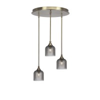 Empire 3 Light Cluster Pendalier In New Age Brass Finish With 7