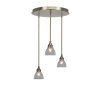 Empire 3 Light Cluster Pendalier In New Age Brass Finish With 6.25