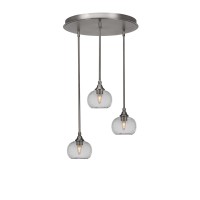 Empire 3 Light Cluster Pendalier In Brushed Nickel Finish With 7