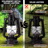 Solar Lantern Outdoor Waterproof Hanging Led Vintage Metal Lanterns Flickering Flame Garden Decorative For Yard Pathway Porch Patio Table 2 Pack