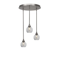 Empire 3 Light Cluster Pendalier In Brushed Nickel Finish With 5.75