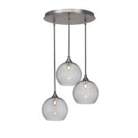 Empire 3 Light Cluster Pendalier In Brushed Nickel Finish With 9.5