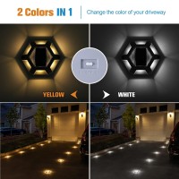 Volisun (Warm White+White,2 Colors In 1) Solar Dock Lights Driveway Deck Lights, 12-Pack Waterproof 1200Mah Wireless Outdoor Led Aluminum Warning Step Lights For Driveway