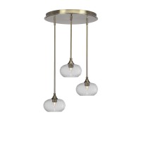 Empire 3 Light Cluster Pendalier In New Age Brass Finish With 10