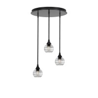 Empire 3 Light Cluster Pendalier In Matte Black Finish With 6