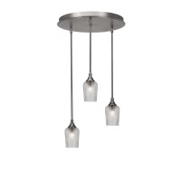 Empire 3 Light Cluster Pendalier In Brushed Nickel Finish With 5