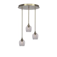 Empire 3 Light Cluster Pendalier In New Age Brass Finish With 6