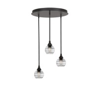 Empire 3 Light Cluster Pendalier In Dark Granite Finish With 6