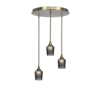 Empire 3 Light Cluster Pendalier In New Age Brass Finish With 9