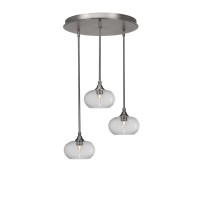 Empire 3 Light Cluster Pendalier In Brushed Nickel Finish With 10