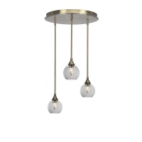 Empire 3 Light Cluster Pendalier In New Age Brass Finish With 5.75