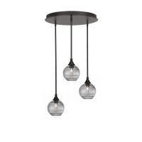 Empire 3 Light Cluster Pendalier In Dark Granite Finish With 10