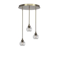 Empire 3 Light Cluster Pendalier In New Age Brass Finish With 6