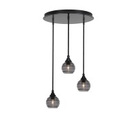 Empire 3 Light Cluster Pendalier In Matte Black Finish With 6