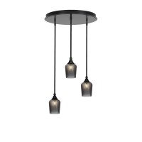 Empire 3 Light Cluster Pendalier In Matte Black Finish With 9