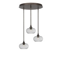 Empire 3 Light Cluster Pendalier In Bronze Finish With 10