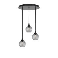 Empire 3 Light Cluster Pendalier In Matte Black Finish With 10