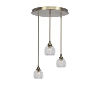 Empire 3 Light Cluster Pendalier In New Age Brass Finish With 5.75