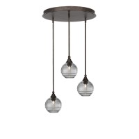 Empire 3 Light Cluster Pendalier In Bronze Finish With 10