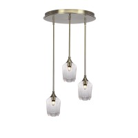 Empire 3 Light Cluster Pendalier In New Age Brass Finish With 6.25