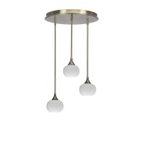 Empire 3 Light Cluster Pendalier In New Age Brass Finish With 7