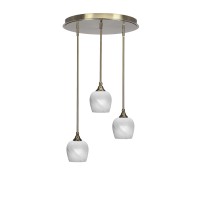 Empire 3 Light Cluster Pendalier In New Age Brass Finish With 6