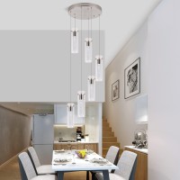 Bestwest Foyer Pendant Lighting Integrated 6Light Modern Pendant Light Brushed Nickel Pendant Lighting For Kitchen Island Dini