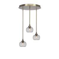 Empire 3 Light Cluster Pendalier In New Age Brass Finish With 7