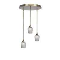 Empire 3 Light Cluster Pendalier In New Age Brass Finish With 9