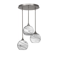 Empire 3 Light Cluster Pendalier In Brushed Nickel Finish With 9.5