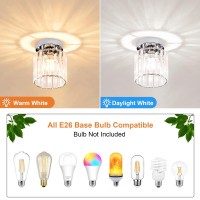 Tislyco 2 Pack Mini Semi Flush Mount Ceiling Light Fixture With Clear Shade, Modern Crystal Ceiling Lamp Indoor Close To Ceiling Light Fixtures For Hallway Entryway Dining Living Room