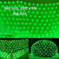 Pooqla 21 Ft X 5 Ft Net Lights 360 Led Decoration Lights Outdoor Green Lights Large Mesh String Lights 8 Modes For Bushes Yard