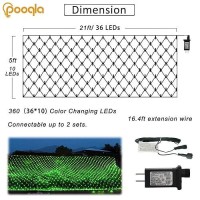 Pooqla 21 Ft X 5 Ft Net Lights 360 Led Decoration Lights Outdoor Green Lights Large Mesh String Lights 8 Modes For Bushes Yard