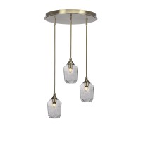 Empire 3 Light Cluster Pendalier In New Age Brass Finish With 6.25