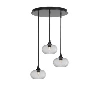 Empire 3 Light Cluster Pendalier In Matte Black Finish With 10