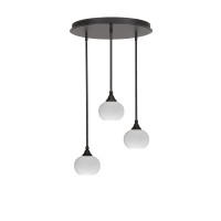 Empire 3 Light Cluster Pendalier In Dark Granite Finish With 7