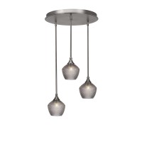 Empire 3 Light Cluster Pendalier In Brushed Nickel Finish With 9