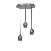 Empire 3 Light Cluster Pendalier In Brushed Nickel Finish With 9