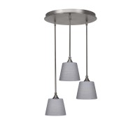 Empire 3 Light Cluster Pendalier In Brushed Nickel Finish With 10