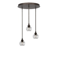 Empire 3 Light Cluster Pendalier In Bronze Finish With 6