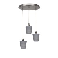 Empire 3 Light Cluster Pendalier In Brushed Nickel Finish With 6