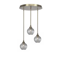 Empire 3 Light Cluster Pendalier In New Age Brass Finish With 10