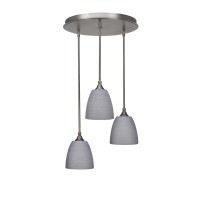 Empire 3 Light Cluster Pendalier In Brushed Nickel Finish With 8