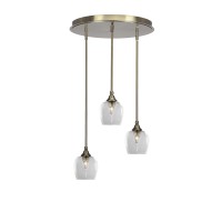 Empire 3 Light Cluster Pendalier In New Age Brass Finish With 6