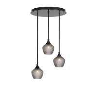 Empire 3 Light Cluster Pendalier In Matte Black Finish With 9